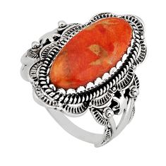 6.56cts solitaire natural orange mojave turquoise silver ring size 8.5 y80902