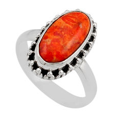 5.38cts solitaire natural orange mojave turquoise silver ring size 6.5 y92424