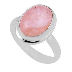 6.02cts solitaire natural orange morganite oval 925 silver ring size 8.5 n39957
