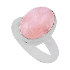 6.31cts solitaire natural orange morganite oval 925 silver ring size 7 n39955