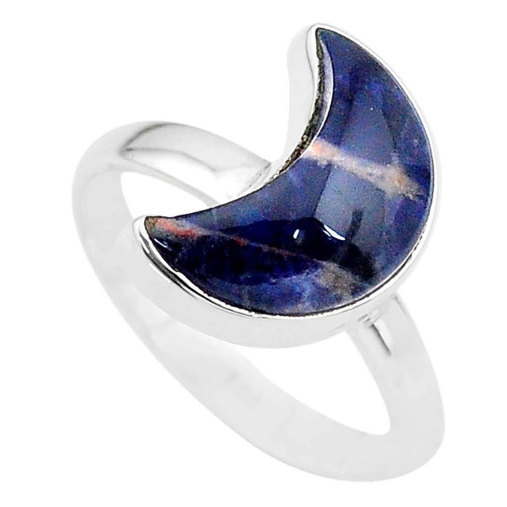 5.84cts moon natural orange sodalite 925 sterling silver ring size 9 t22046