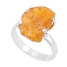 7.80cts solitaire natural orange tourmaline rough 925 silver ring size 8 u37981