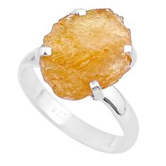 7.77cts solitaire natural orange tourmaline rough 925 silver ring size 8 u37982