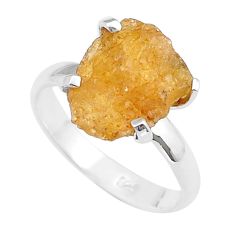 5.66cts solitaire natural orange tourmaline rough 925 silver ring size 8 u37985