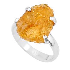 7.68cts solitaire natural orange tourmaline rough 925 silver ring size 8 u37987