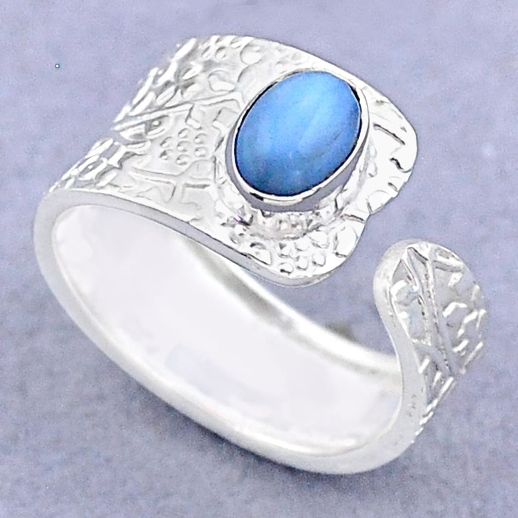 1.45cts solitaire natural owyhee opal 925 silver adjustable ring size 7 t47448