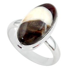 8.55cts solitaire natural peanut petrified wood fossil silver ring size 8 t38947