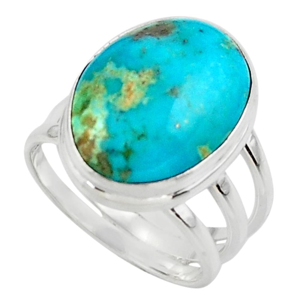 12.07cts solitaire natural persian turquoise pyrite silver ring size 7 r49193