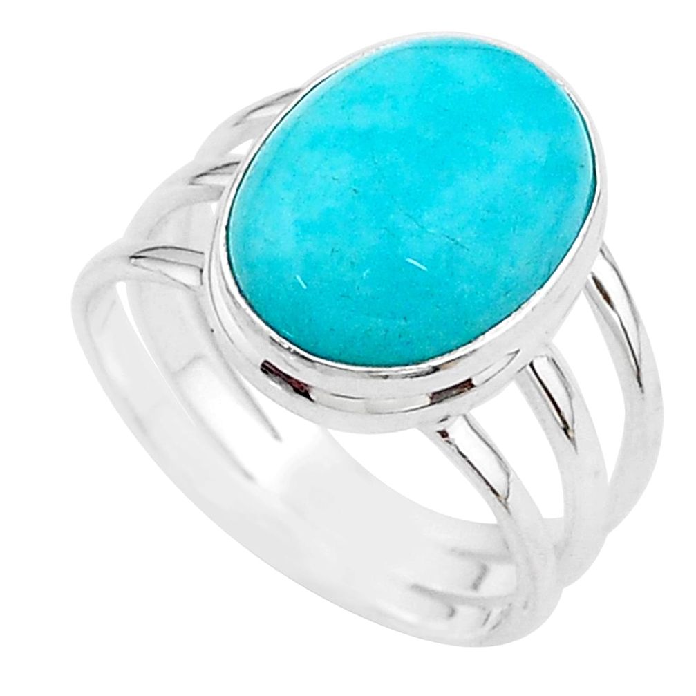 10.37cts solitaire natural peruvian amazonite 925 silver ring size 10 t18046