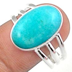8.79cts solitaire natural peruvian amazonite 925 silver ring size 10 u11827