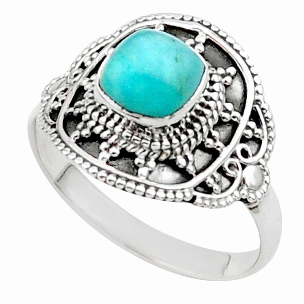 2.53cts solitaire natural peruvian amazonite 925 silver ring size 9.5 t27081