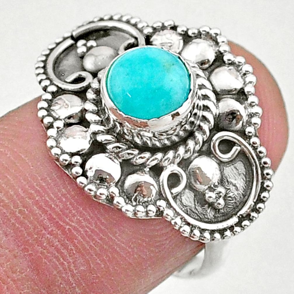 1.11cts solitaire natural peruvian amazonite 925 silver ring size 6.5 t27365