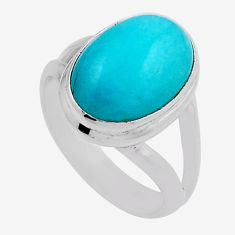 6.10cts solitaire natural peruvian amazonite oval silver ring size 6.5 n27394