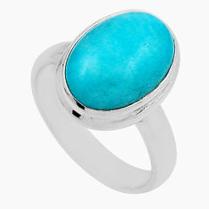6.33cts solitaire natural peruvian amazonite oval silver ring size 6.5 n27399