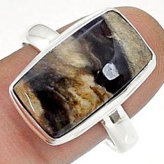 8.42cts solitaire natural petrified palm wood 925 silver ring size 10.5 u78402