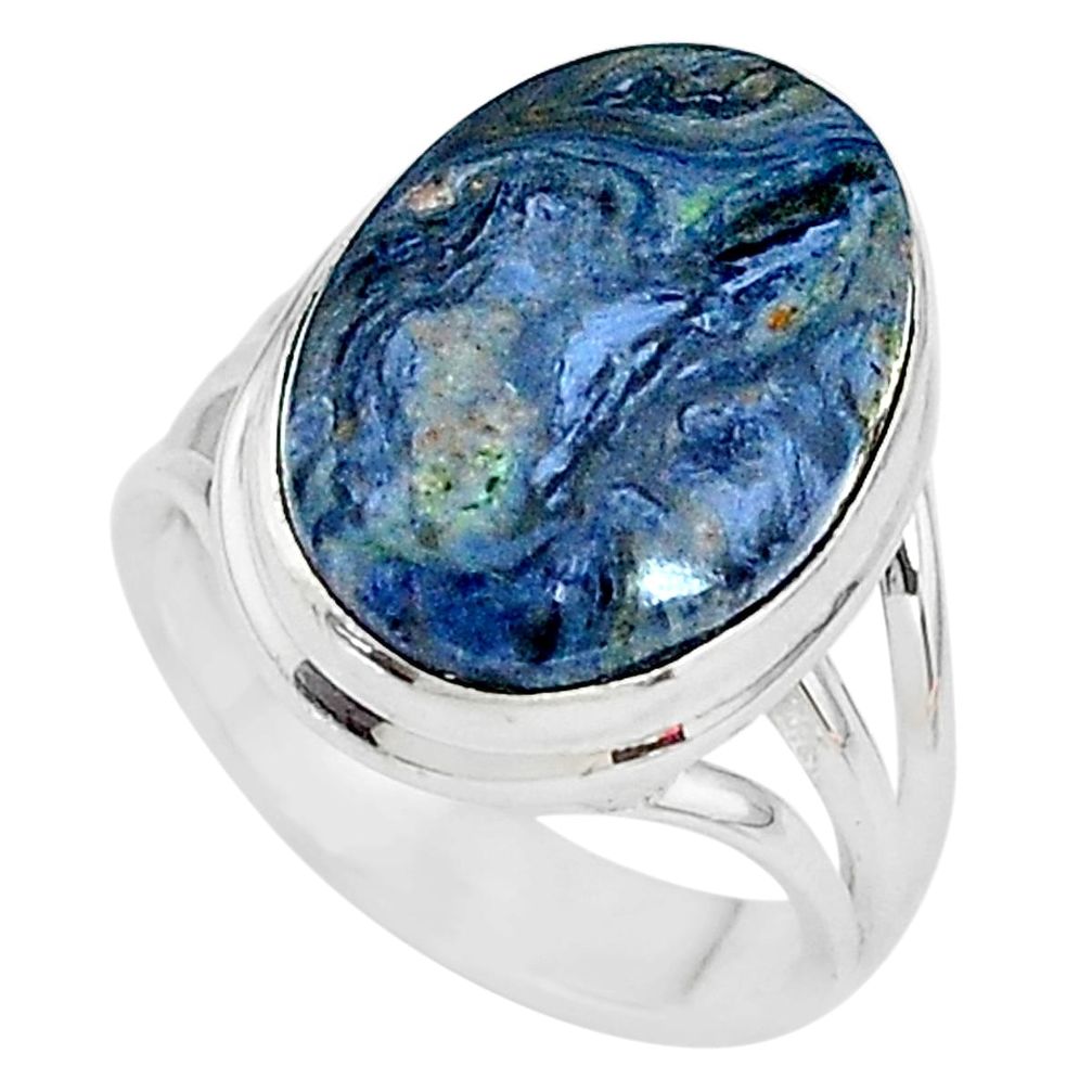 11.46cts solitaire natural pietersite (african) 925 silver ring size 7.5 t10336