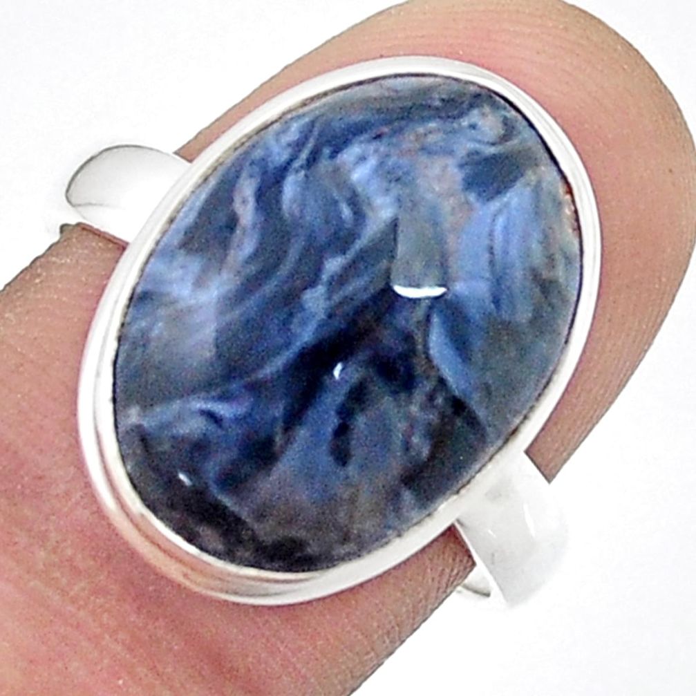 12.30cts solitaire natural pietersite (african) 925 silver ring size 8.5 u47955