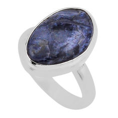 7.53cts solitaire natural pietersite (african) oval silver ring size 8 n40153