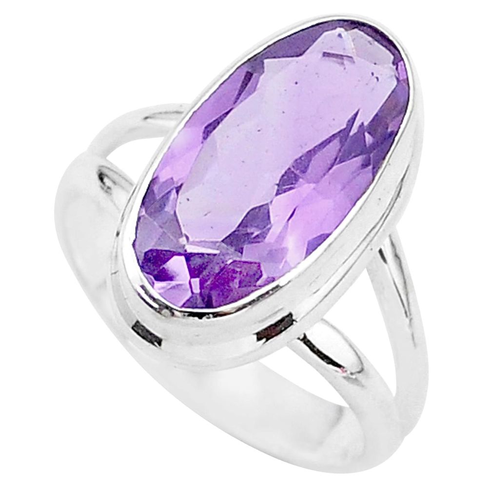 6.33cts solitaire natural pink amethyst 925 sterling silver ring size 6.5 t3353