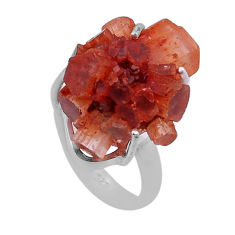 21.50cts solitaire natural pink aragonite 925 silver ring jewelry size 8 n47596