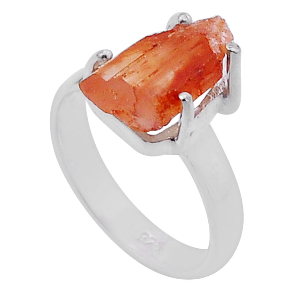 4.64cts solitaire natural pink aragonite 925 sterling silver ring size 6 n47616
