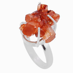 17.38cts solitaire natural pink aragonite 925 sterling silver ring size 7 n47618