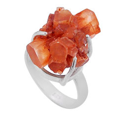 17.83cts solitaire natural pink aragonite fancy 925 silver ring size 7.5 n47620
