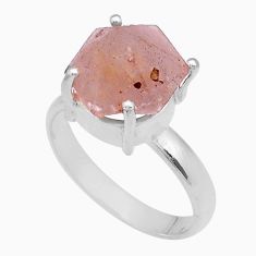 6.33cts solitaire natural pink beta quartz fancy 925 silver ring size 10 u67109