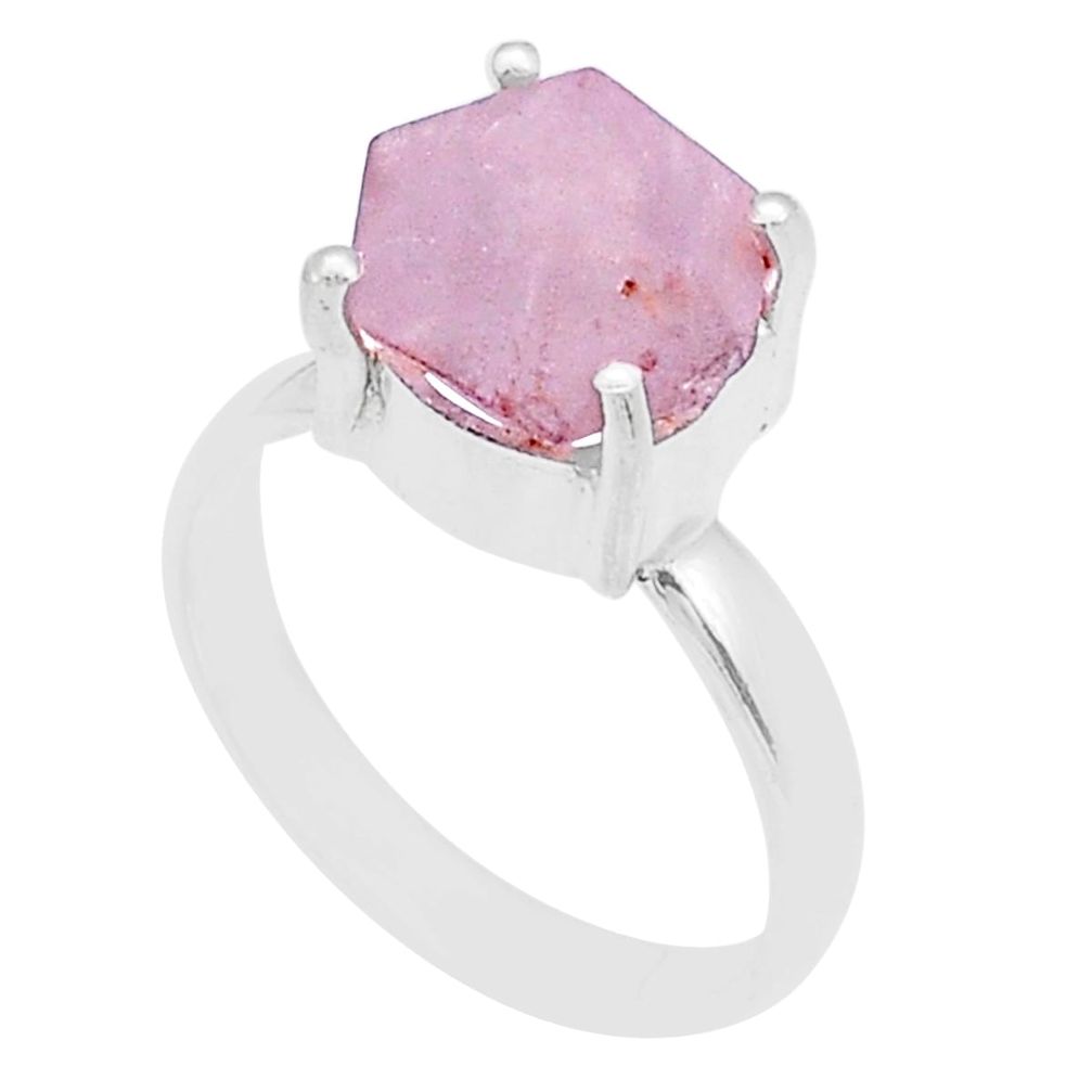 5.87cts solitaire natural pink beta quartz fancy 925 silver ring size 9 u67110