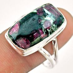 13.39cts solitaire natural pink eudialyte 925 silver ring size 10 t54467