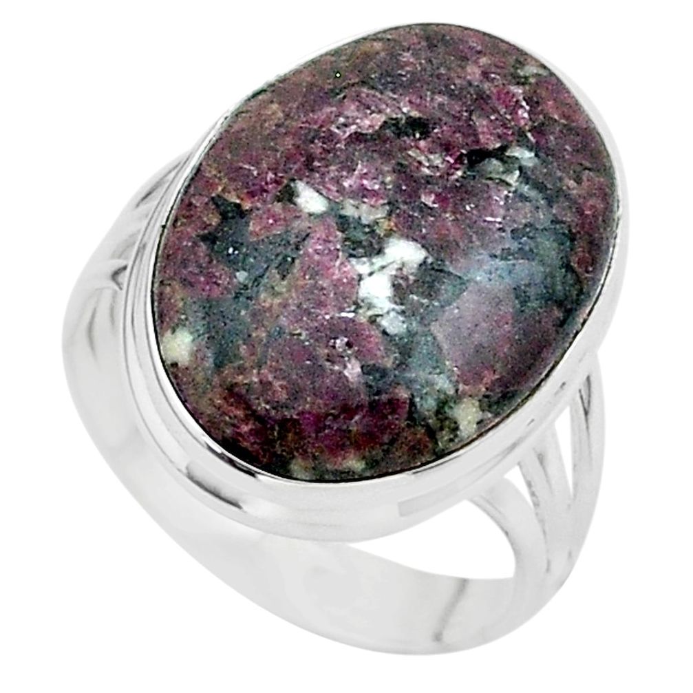 19.50cts solitaire natural pink eudialyte 925 silver ring size 11.5 t24610
