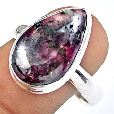 9.57cts solitaire natural pink eudialyte 925 sterling silver ring size 11 u12110