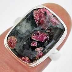 10.41cts solitaire natural pink eudialyte 925 sterling silver ring size 6 u87848