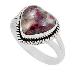4.78cts solitaire natural pink eudialyte 925 sterling silver ring size 7 y46593