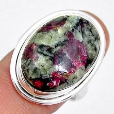 16.17cts solitaire natural pink eudialyte 925 sterling silver ring size 8 y4101