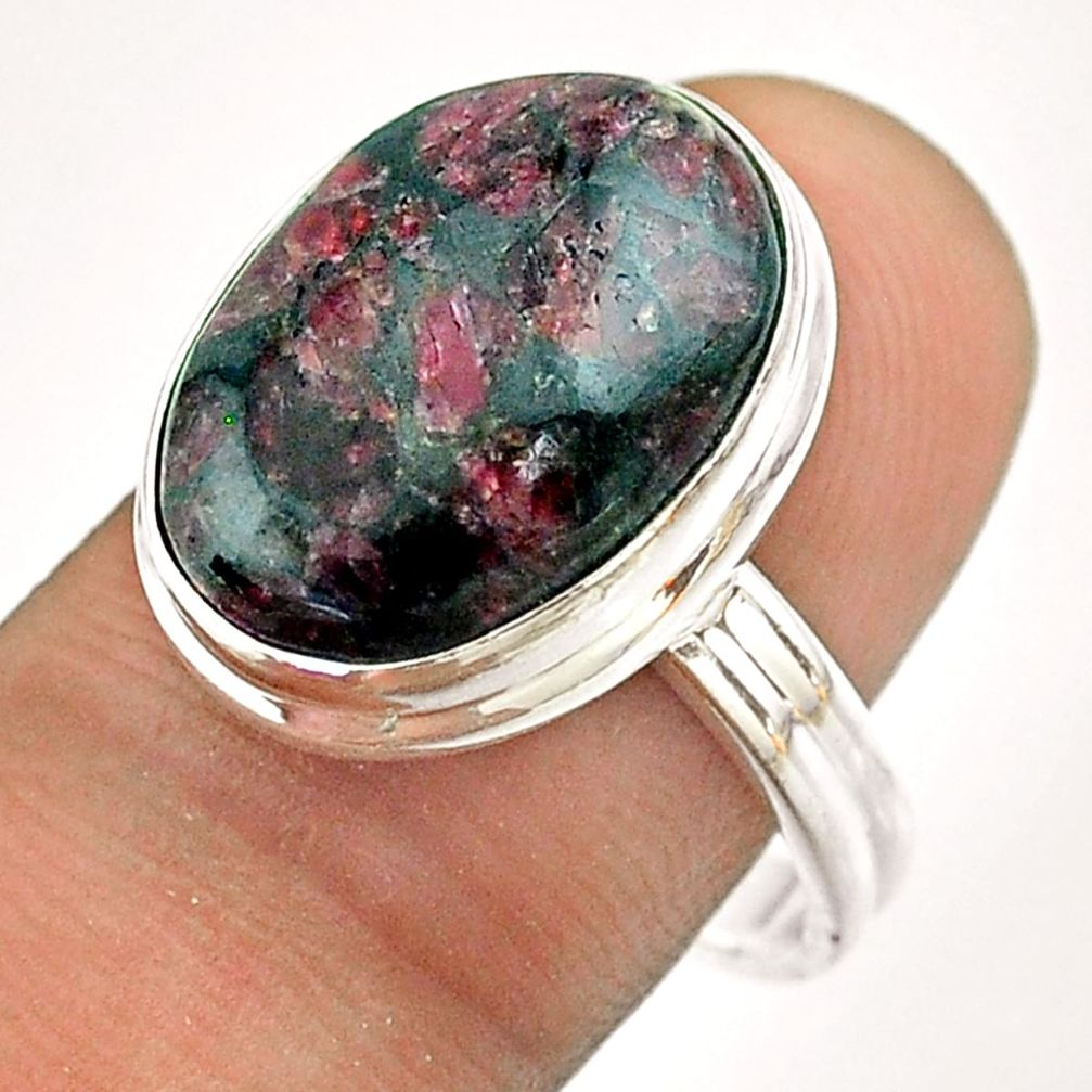 9.93cts solitaire natural pink eudialyte 925 sterling silver ring size 9 t54478
