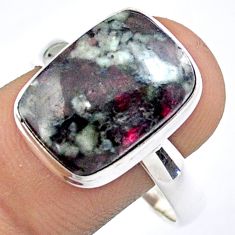 7.63cts solitaire natural pink eudialyte octagan 925 silver ring size 11 u12123