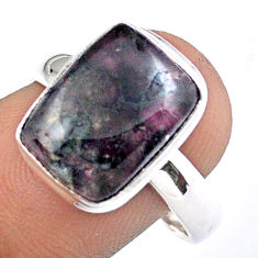 6.31cts solitaire natural pink eudialyte octagan 925 silver ring size 9 u12111