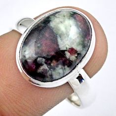 6.82cts solitaire natural pink eudialyte oval 925 silver ring size 9 u12120