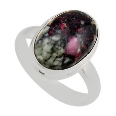 7.14cts solitaire natural pink eudialyte oval 925 silver ring size 8.5 y92430