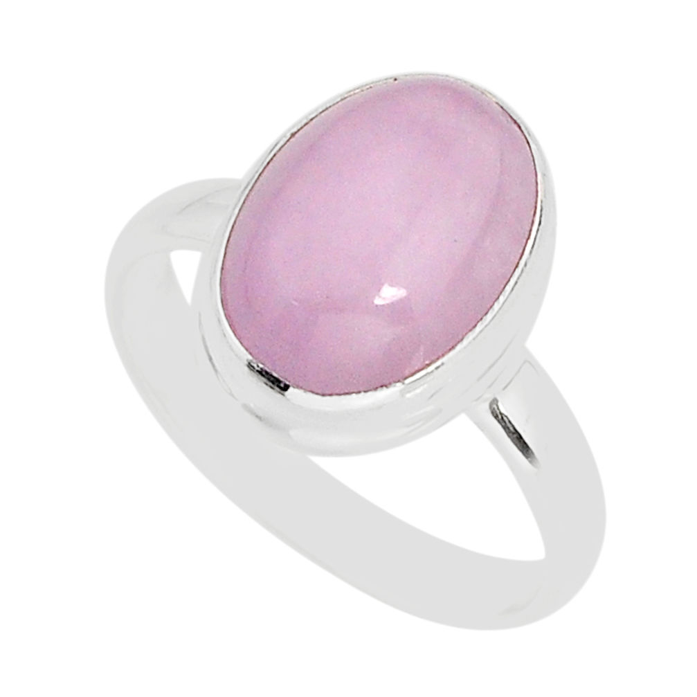 6.11cts solitaire natural pink kunzite 925 sterling silver ring size 8.5 y75104