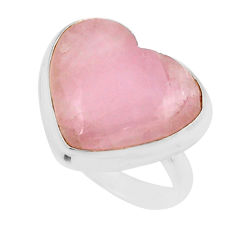 15.69cts solitaire natural pink kunzite heart 925 silver ring size 7.5 y52777