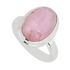 6.28cts solitaire natural pink kunzite oval sterling silver ring size 6 y73726