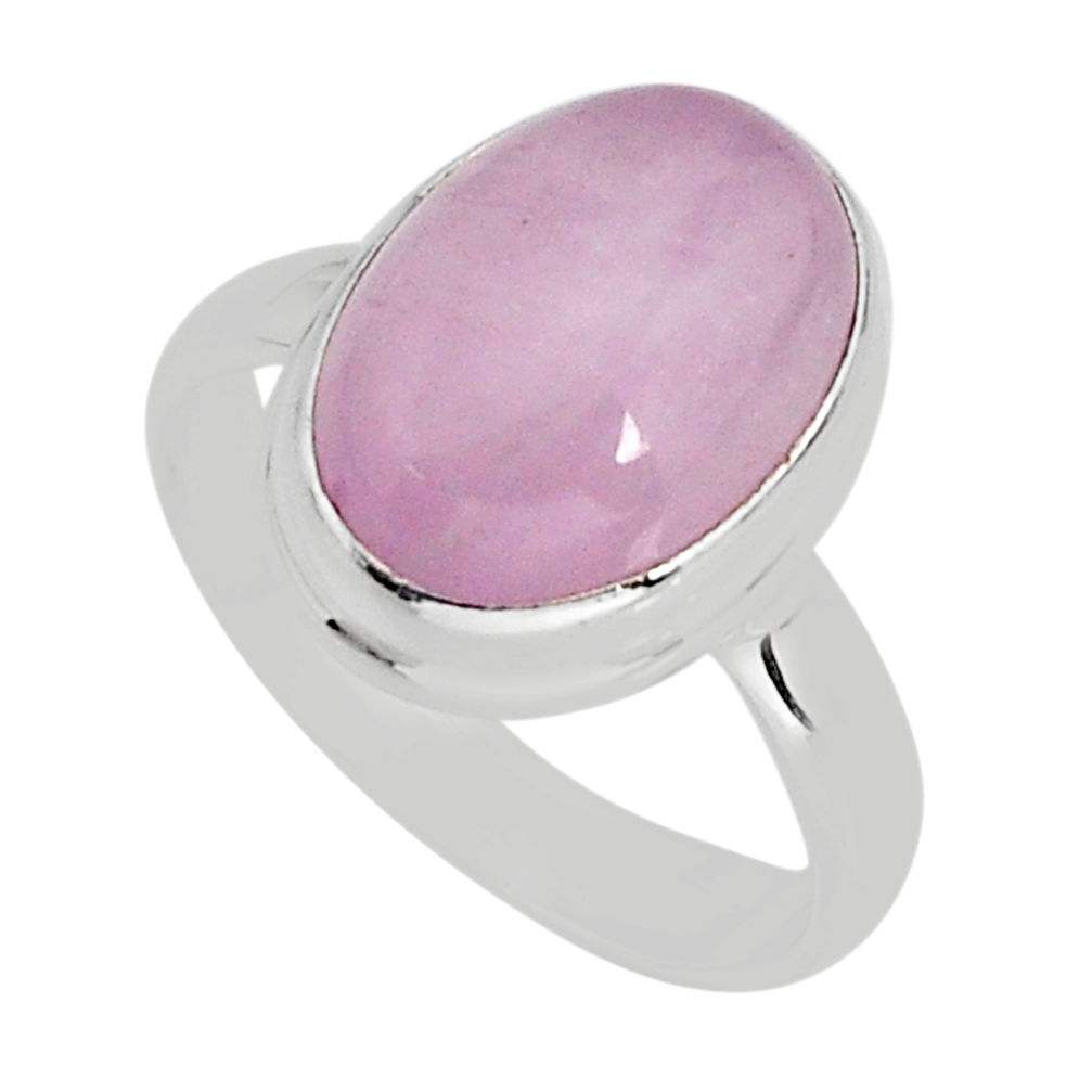 6.29cts solitaire natural pink kunzite oval sterling silver ring size 7 y75105