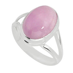 6.29cts solitaire natural pink kunzite oval sterling silver ring size 9 y75110