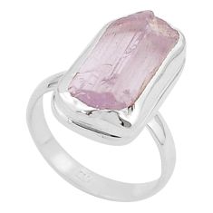 8.05cts solitaire natural pink kunzite rough fancy 925 silver ring size 8 u27106