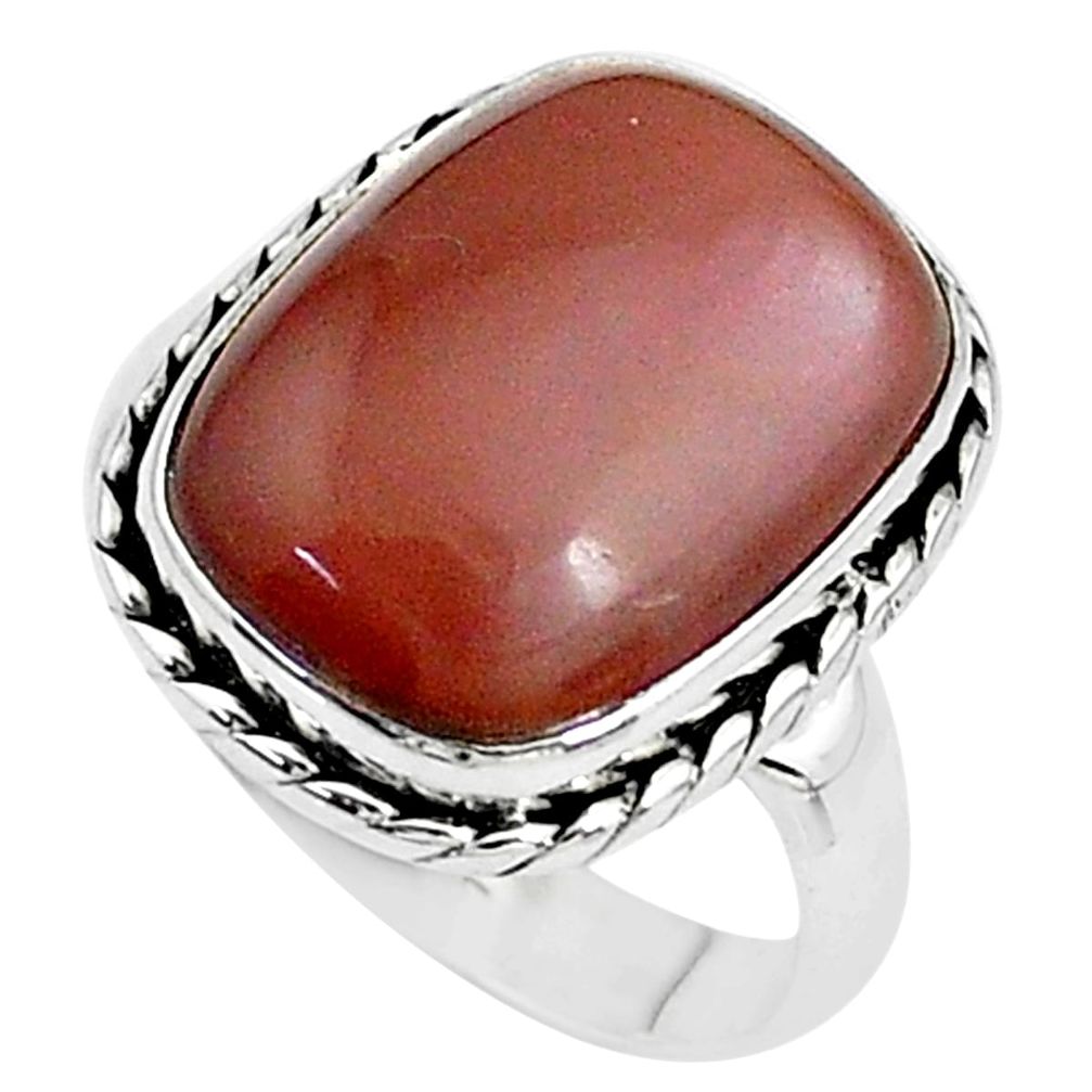 10.30cts solitaire natural pink moonstone 925 sterling silver ring size 7 t10474