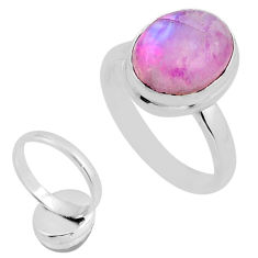 4.86cts solitaire natural pink moonstone 925 sterling silver ring size 7 y82294