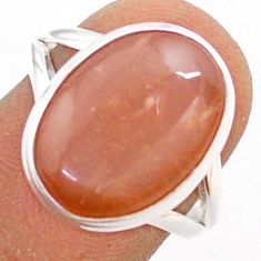 8.44cts solitaire natural pink moonstone 925 sterling silver ring size 8 t80721