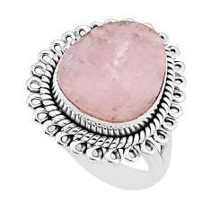 7.18cts solitaire natural pink morganite fancy 925 silver ring size 5.5 y65410